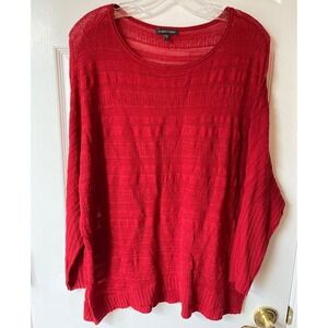 Eileen Fisher Sweater Womens Medium Merino Wool Lagenlook Knit Minimalist Red